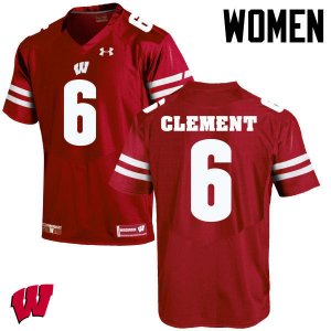 Women's Wisconsin Badgers NCAA #6 Corey Clement Red Authentic Under Armour Stitched College Football Jersey XA31J48VK